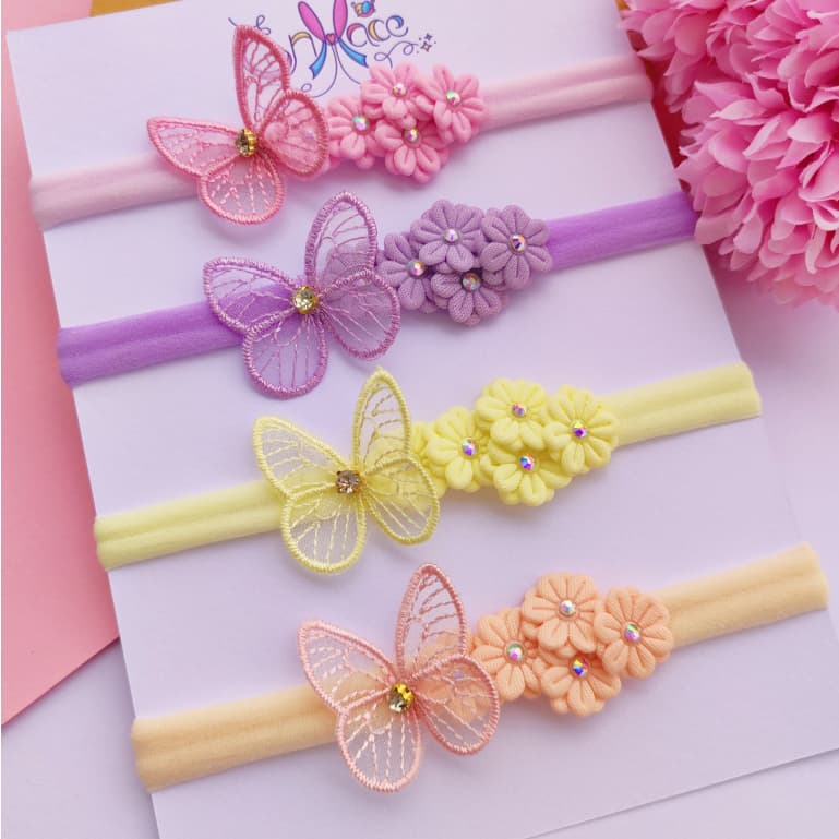 Faixinha de bebê com borboleta de renda tiara bebê menina enxoval de menina