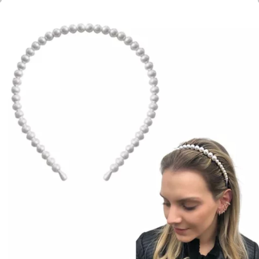 Kit 3 Tiaras Arquinho de Pérolas biju cabelo Festas