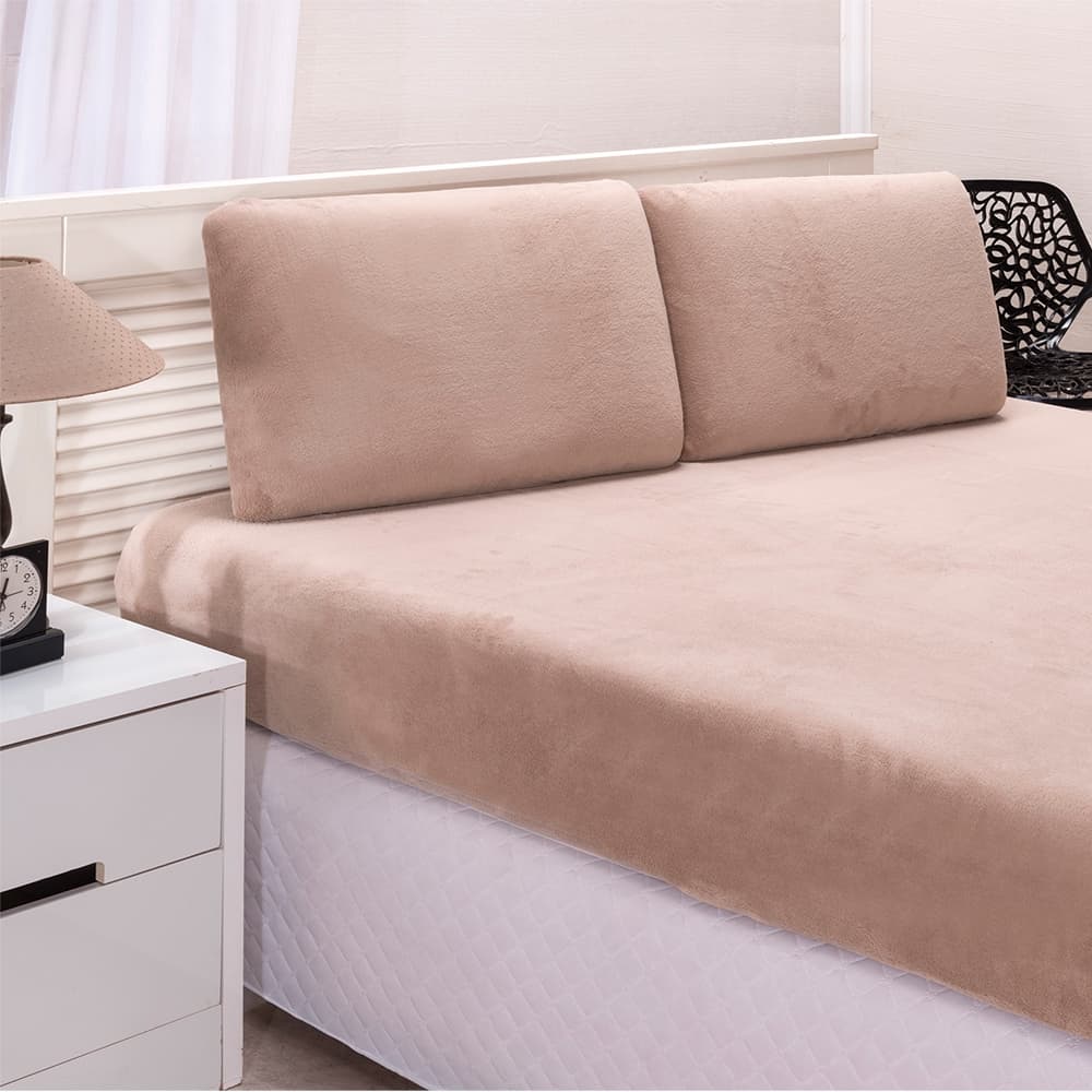 Jogo de Cama Lençol Casal Padrão Manta Plush Mantinha Com Elástico 03 Peças Liso Cores