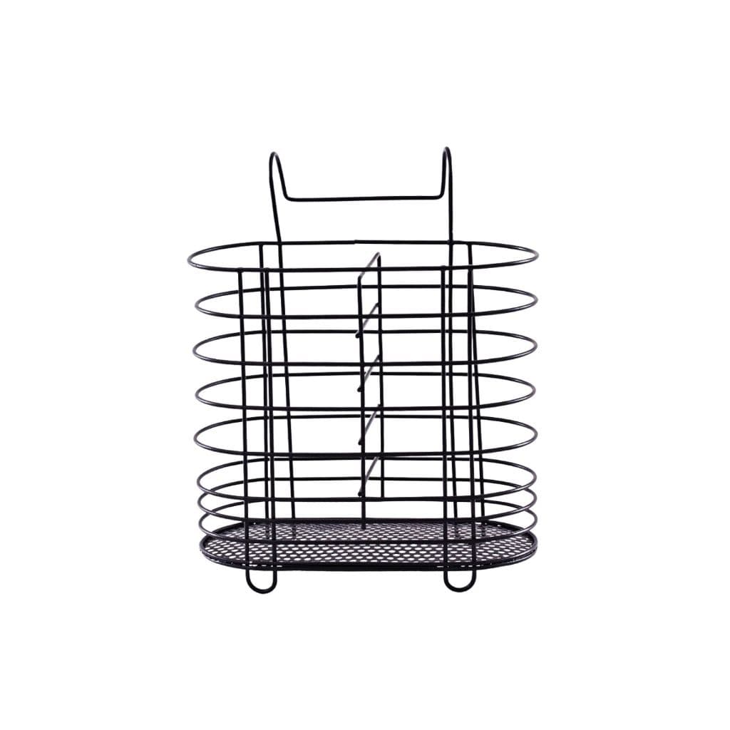 Porta Talher Duplo Oval Aramado Preto ou cromado