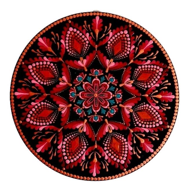 Mandala, Olho Grego,  Espelhada,Pintura Pontilhada em MDF 30 cm, feito à mão.