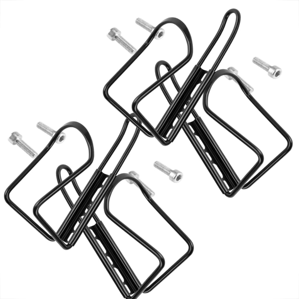 Kit 4 Suportes Caramanhola Alumínio Bike Universal com Parafusos para Garrafa Squeeze Preto