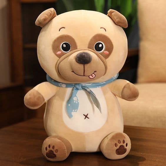 Pelúcia De Cachorro Pug Almofada Super Macia 34cm Lavável