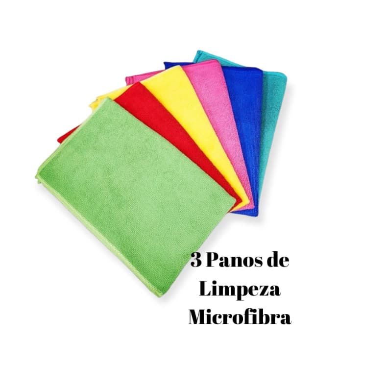 Kit Pano de Microfibra 30x30 para Limpeza Geral Ultra Super Absorvente Multiuso uso Doméstico ou Automotivo 3 Unidades Não solta Fiapos