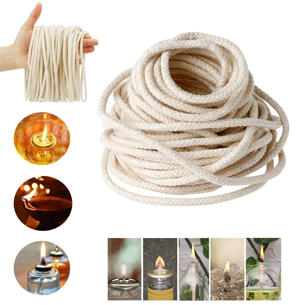 Pavio De Algodão Tochas de bambu 8mm para Lampião Lamparinas tocheiros  Kit 10 Mts