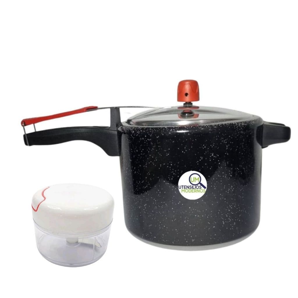 Panela de Pressão Preto Liso 4,5 Litros + Mini Processador 170 ml Aluminio Alegrete (Panelas de Pressao, Panela de Pressão, Panela Pressao, Processador)