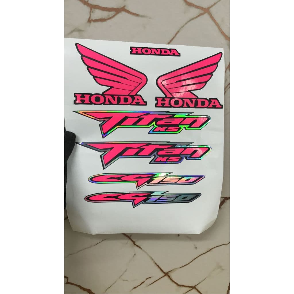 Adesivo Cg Titan 150 Ks Es Esd Rosa Neon  com Holográfico