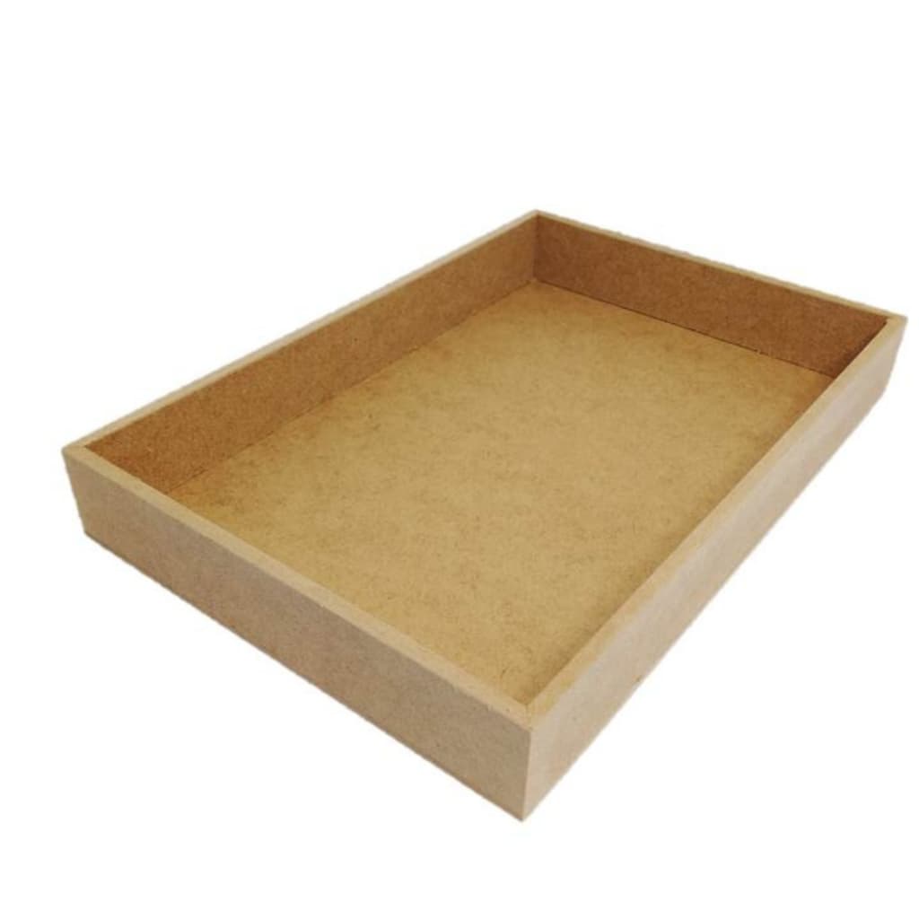 Bandeja sem alça básica café decoração 24x16x4 5 unidades mdf cru 6mm medidas internas