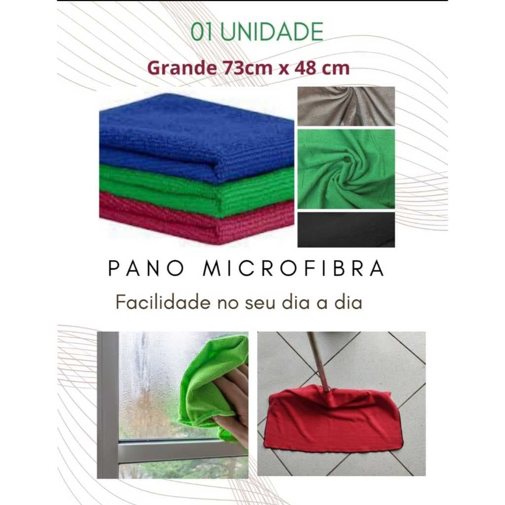 Pano Chão Microfibra Grande 73cm Por 48cm ( Pano Automotivo)