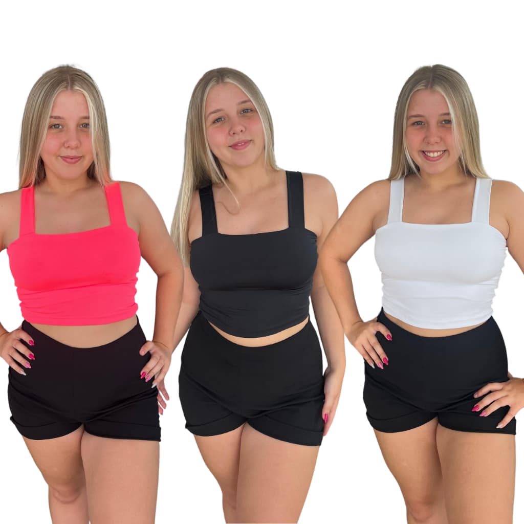 Kit C\3 Cropped Feminino Alça Grossa Top Cropped Feminina