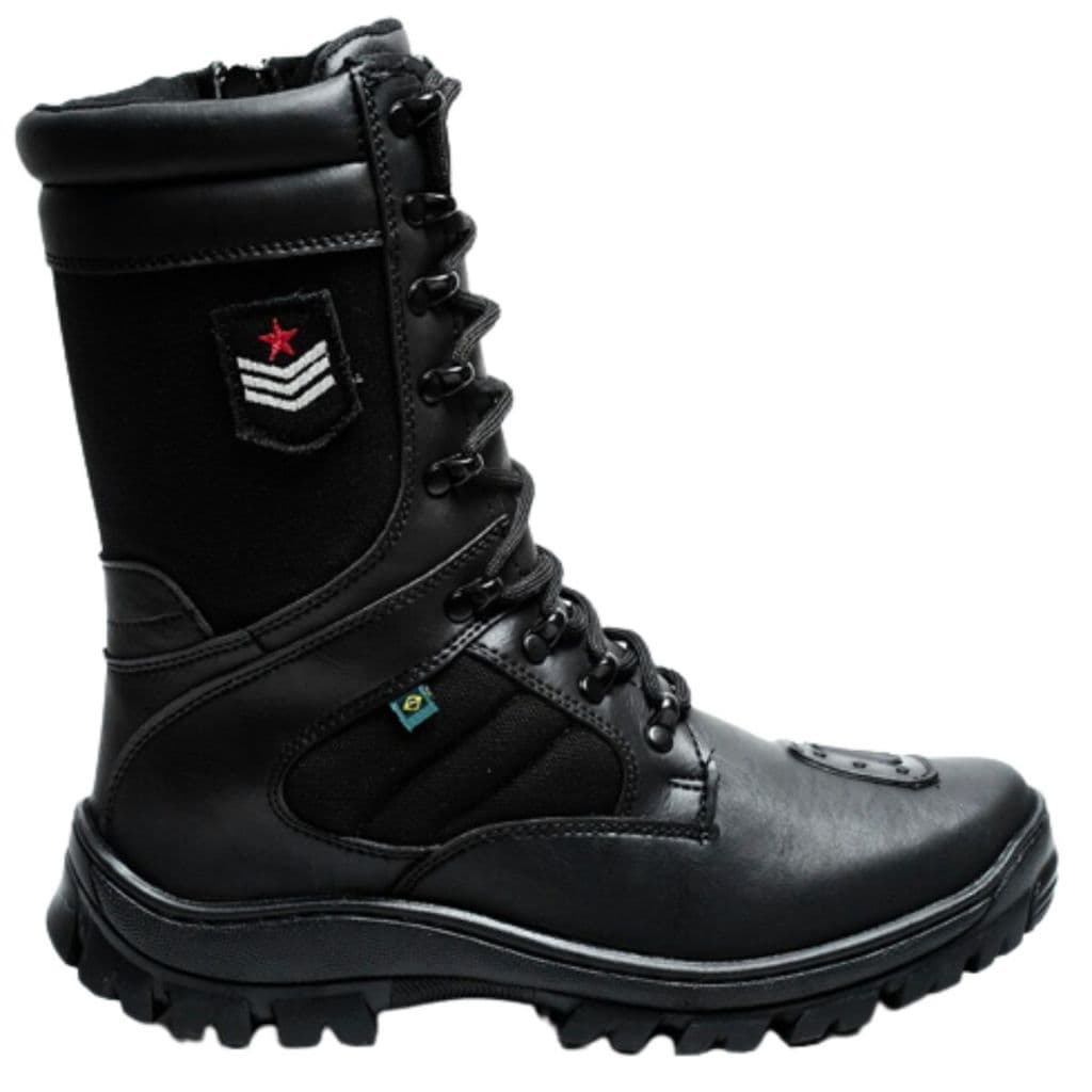 Bota Motociclista Cano Alto Militar Tático Segurança Preto
