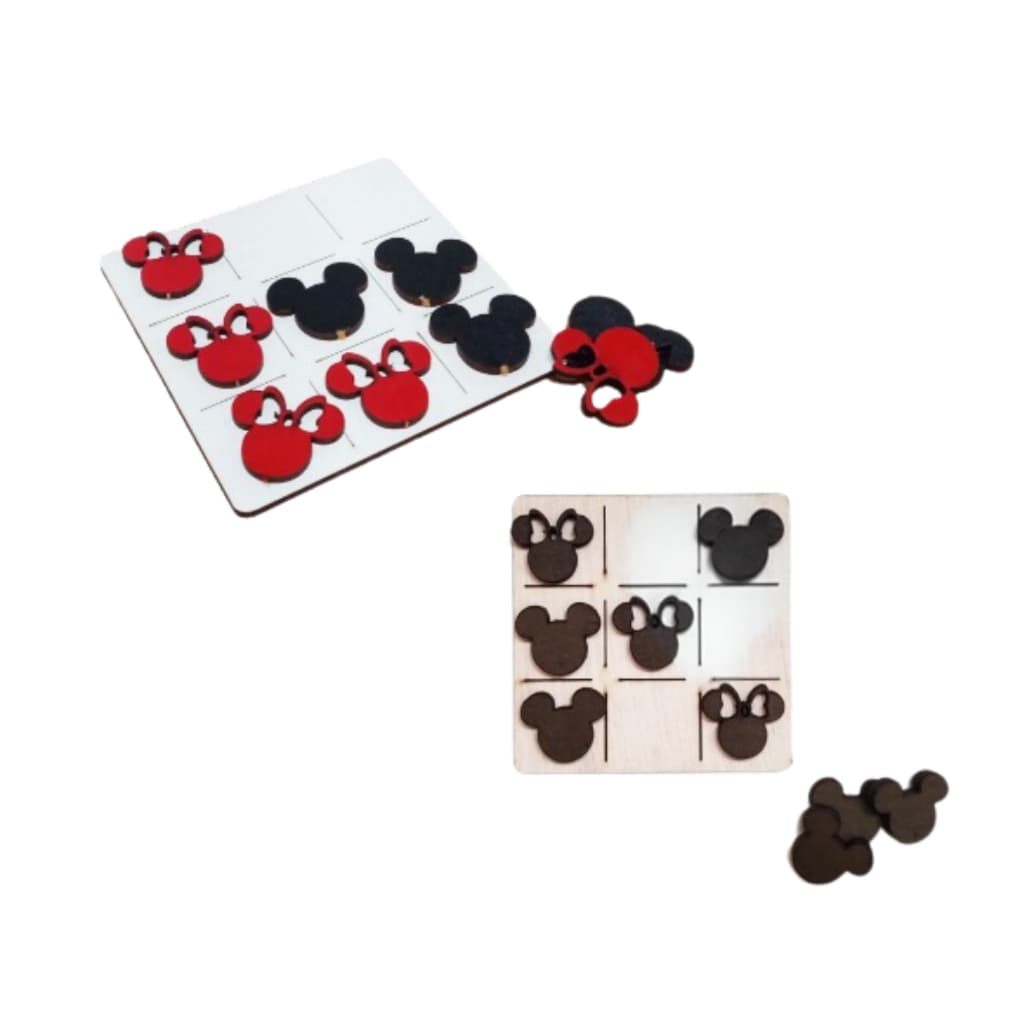 Kit 20 PEÇAS Jogo da Velha 10cm MINNIE PINTADO / Tabuleiro de Brinquedo Presente Lembrancinha em MDF