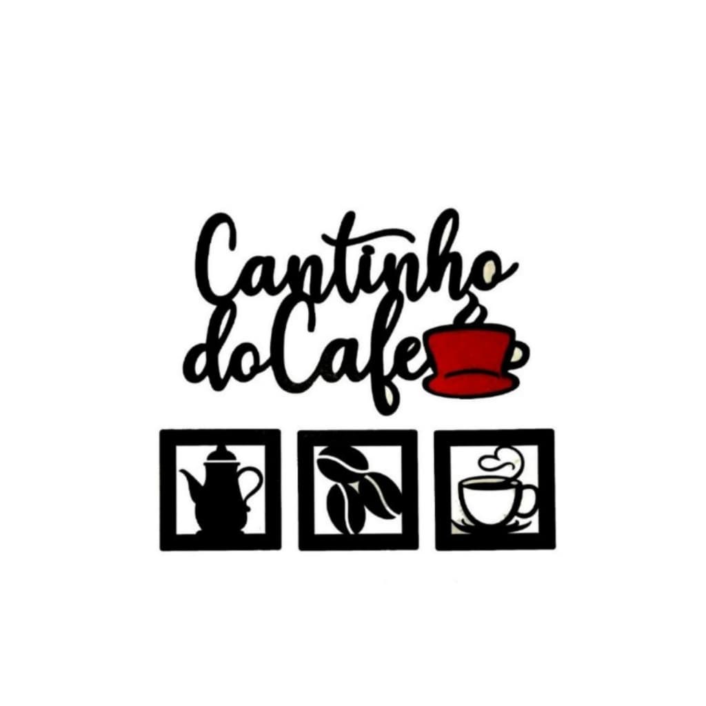 Cantinho do Café Frase + 3 Quadrinhos Decoração