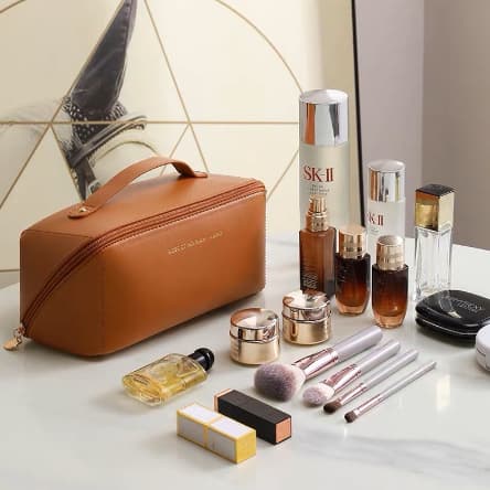 Necessaire Feminino Cosmético De Couro PU De Grande Capacidade/ Bolsa/ Bolsinha/ Alta Qualidade