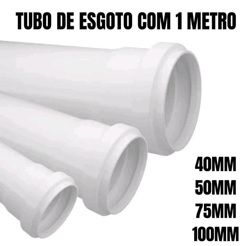 Cano Barra Tubo de PVC Branco para Esgoto com 1 METRO
