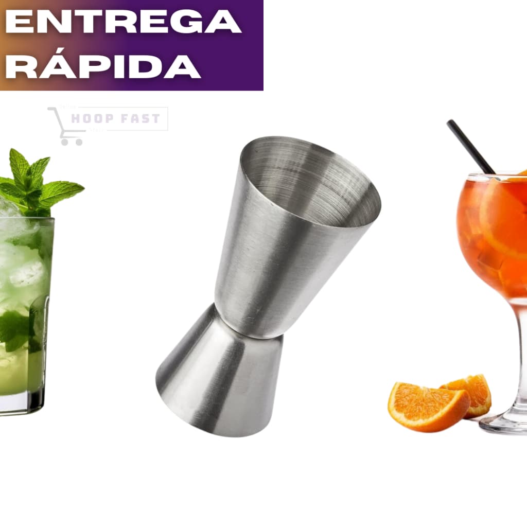 Dosador Duplo Inox 25/50ml para Dosar Drinks e Bebida de Qualidade para Uso Profissional e Domestico
