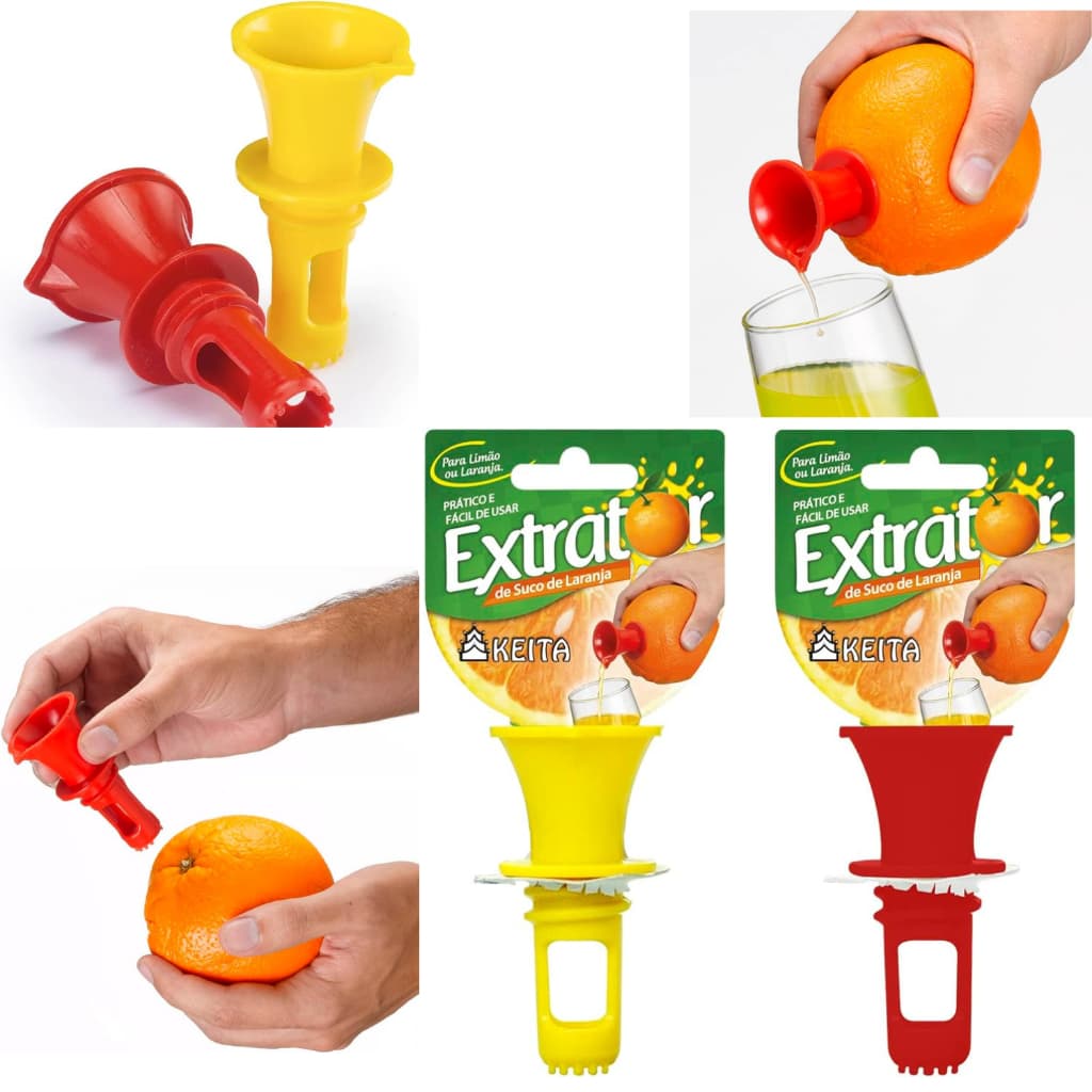 Kit  2 Espremedor Extrator de Suco de Limão e Laranja Tubular Utensílios Para Cozinhas Espremedor