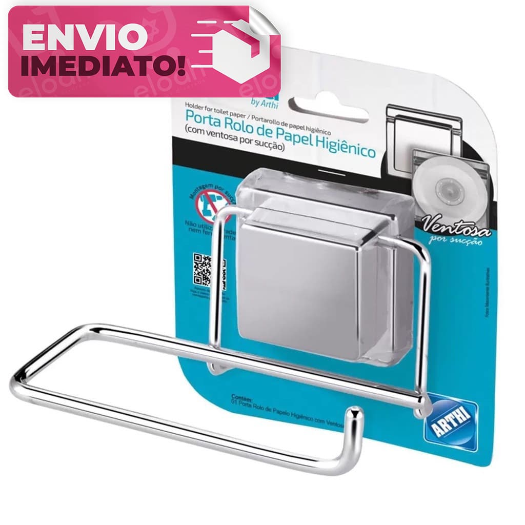 Suporte Para Papel Higiênico C/ Ventosa Cromado