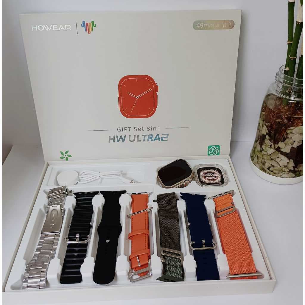Relógio Inteligente Smartwatch HW ULTRA 2 Lançamento 7 Pulseiras+Case Serie 8 NFC Bluetooth Call Sport Fitness Chat GPT