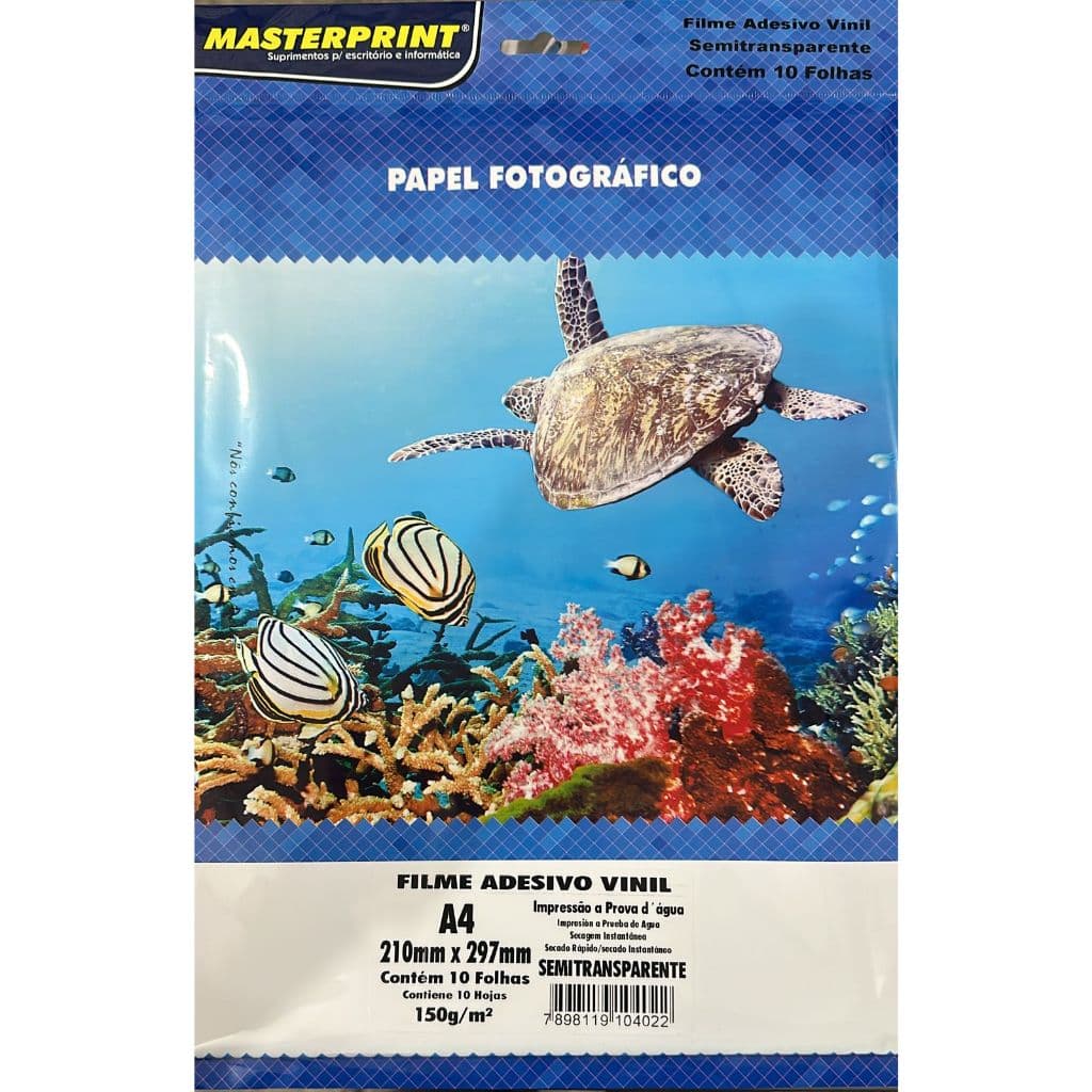 Papel Filme Adesivo Vinil SemiTransparente 150g A4 10 folhas - Papel Fotográfico Vinil - MasterPrint