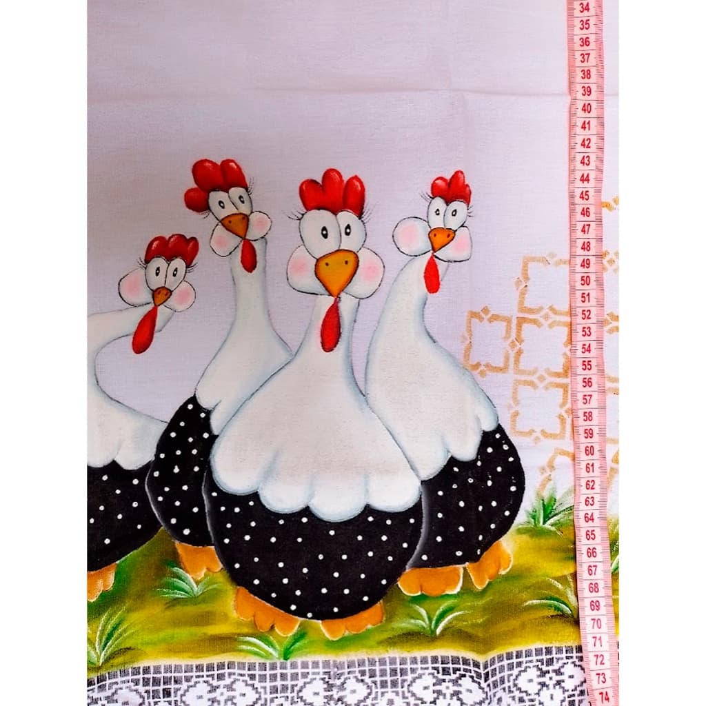 Pano de Prato Barrado 75x50cm Sem Crochê Estampado Bainha Algodão