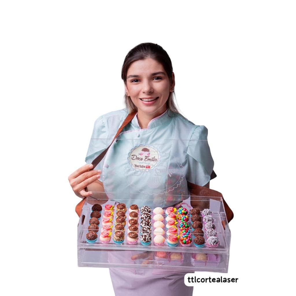 Expositor de Brigadeiros em Acrílico 3mm – Capacidade para até 120 Doces, com Trava na Gaveta