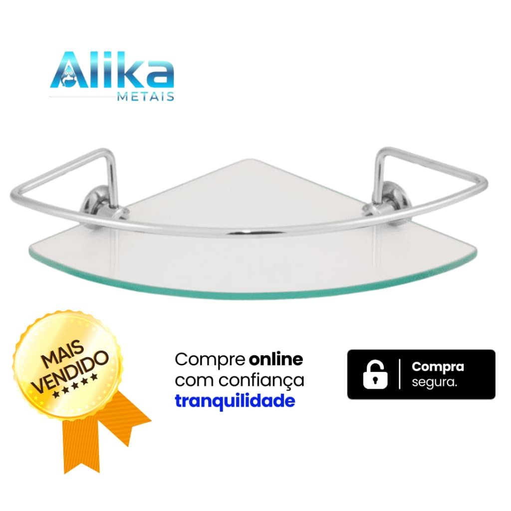 Prateleira Porta Shampoo Canto de Vidro de Encolor Para Banheiro Luxo