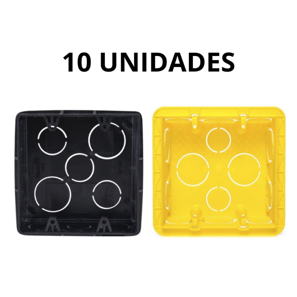 Kit 10 Caixa De Luz 4x4 Amarela Ou Preto Quadrada Para Obras Construção Energia Elétrica