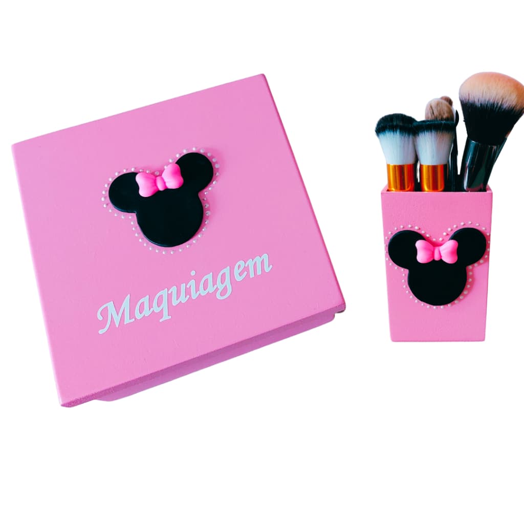 Porta maquiagem Minnie kit organizador em MDF