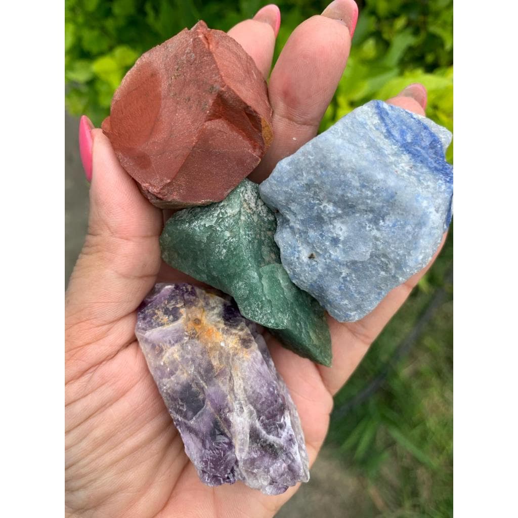 Pedra Bruta: Ametista, Jaspe Vermelho, Quartzo Verde, Quartzo Azul