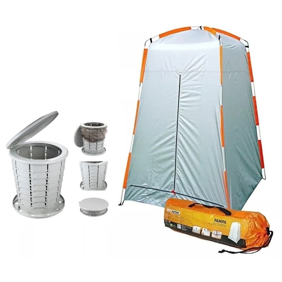 Vaso Banheiro Portátil Ecocamp Light Desmontável 15 L + Trocador Tenda Pampa Nautika NTK