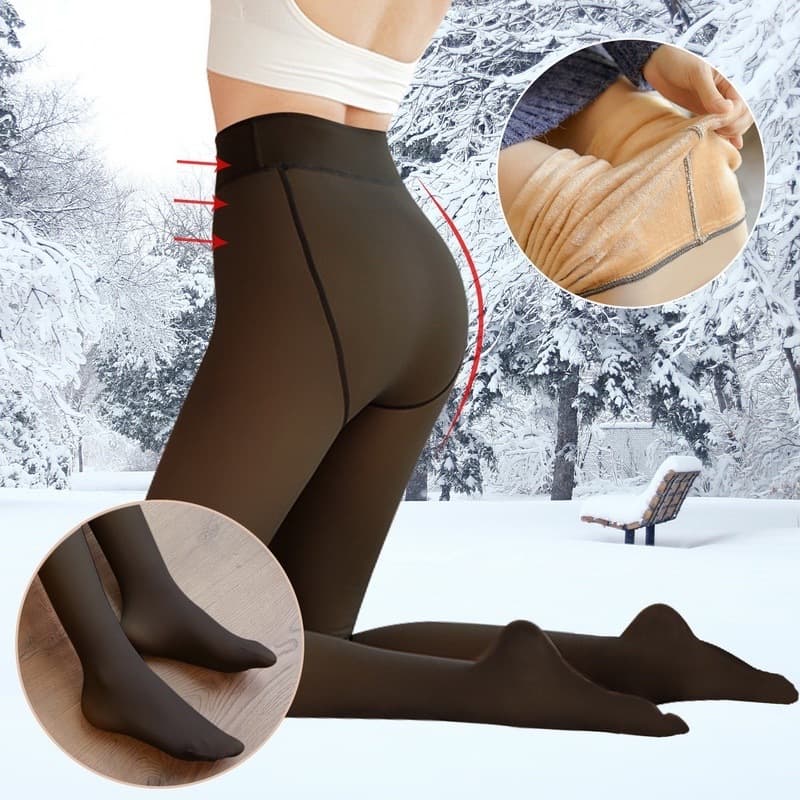 Novo estilo translúcido grosso quente lã meia-calça leggings grosso quente mulheres inverno plush