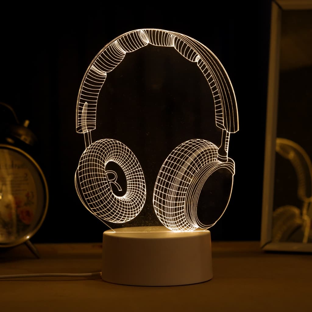 Luminária LED 3D de Mesa / Luz Noturna Presente Criativo / Decoração - fone de ouvido, headset