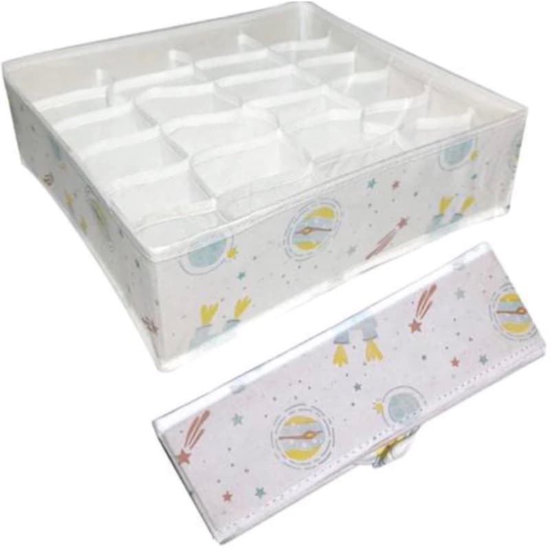 Organizador de Gaveta Colorido de TNT 10X32X32cm 24 Divisórias Infantil Cuecas Meias Calcinhas