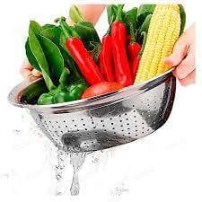 Escorredor Inox Lava Tudo Para Arroz Legumes Frutas Escorredor 28 cm