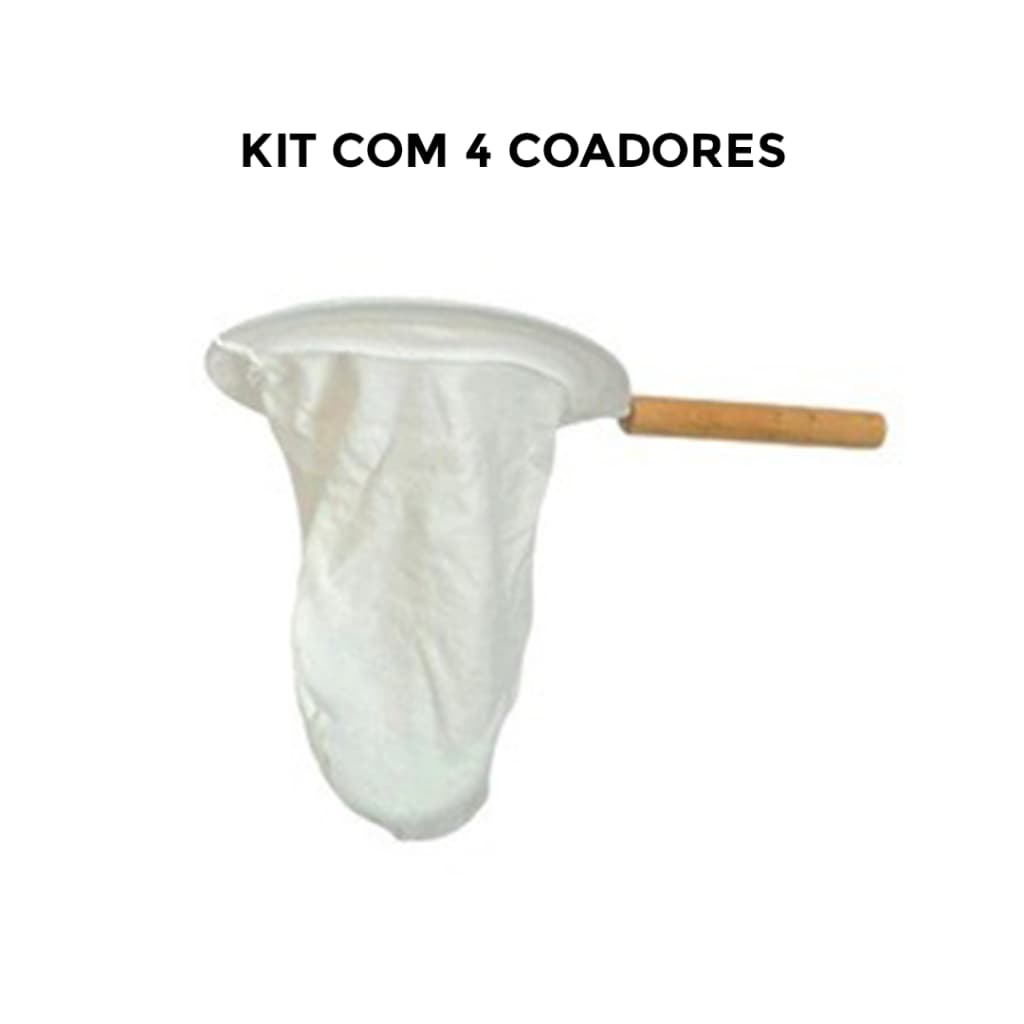 KIt 2 Coadores de Café de Pano 10cm com cabo de Madeira para café R -001 Cozinha