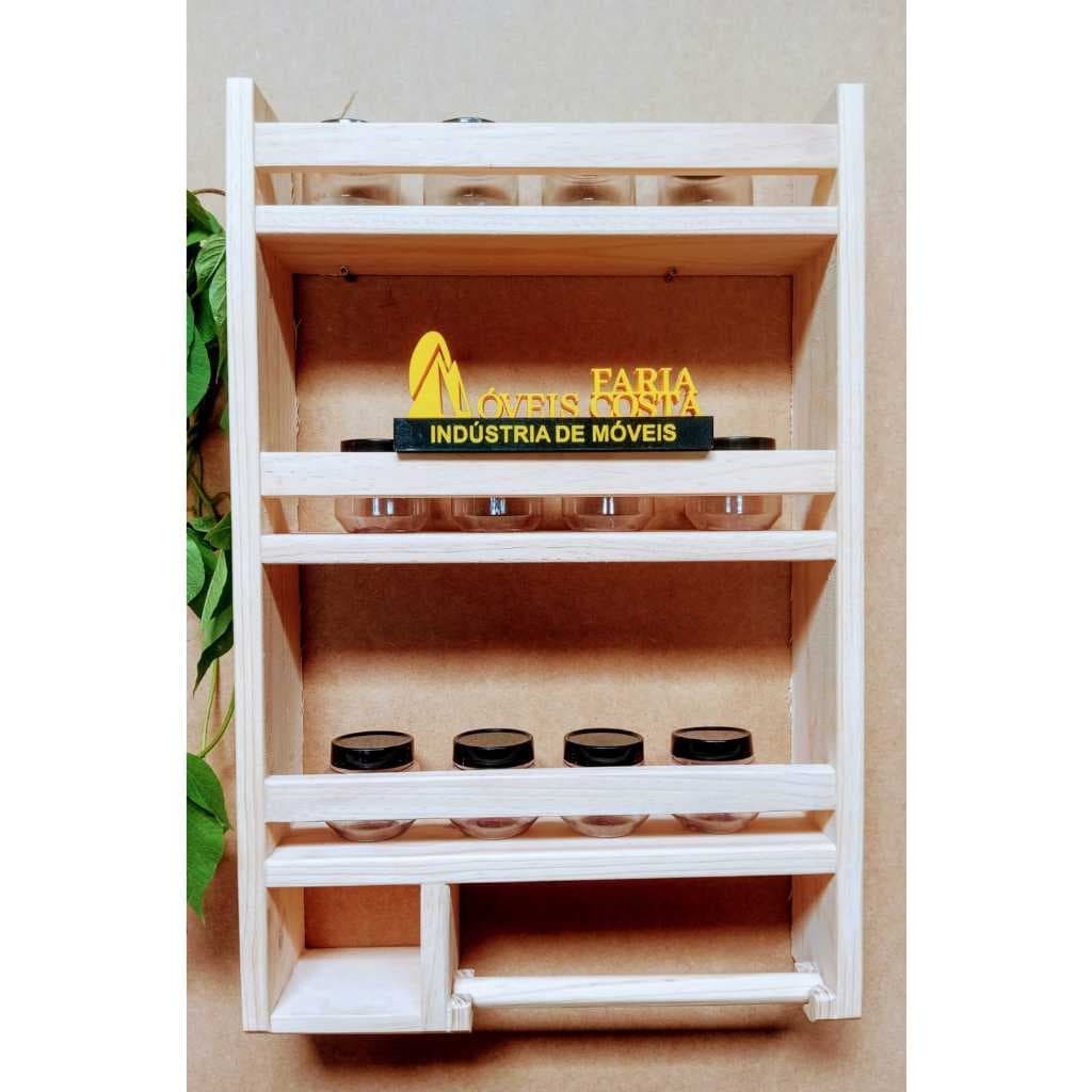 Suporte 3 andares Porta Temperos  Cozinha para parede madeira pinus papel toalha