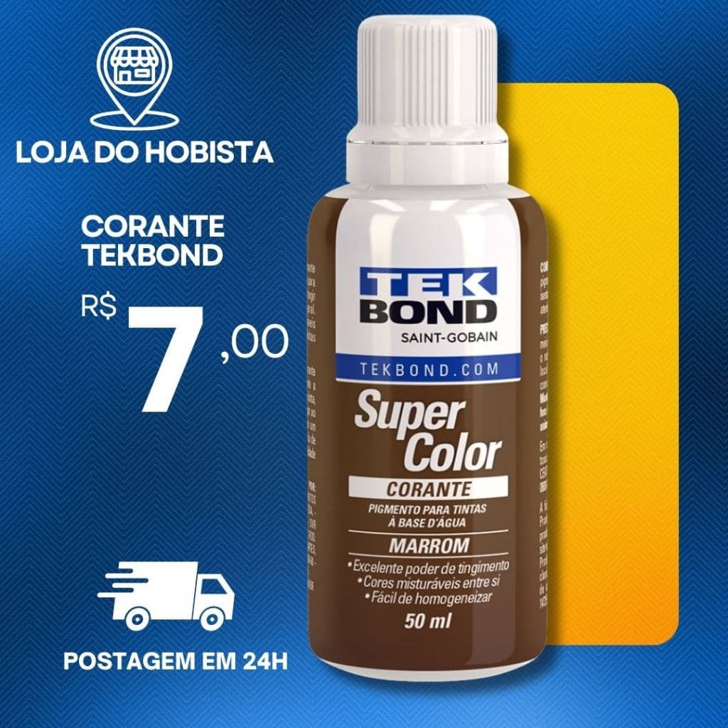 Corante Liquido Super Color 50ml Marrom P/ Tinta Base D'água Tek Bond