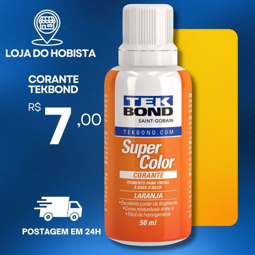Corante Liquido Super Color 50ml Preto P/ Tinta Base D'água Tek Bond