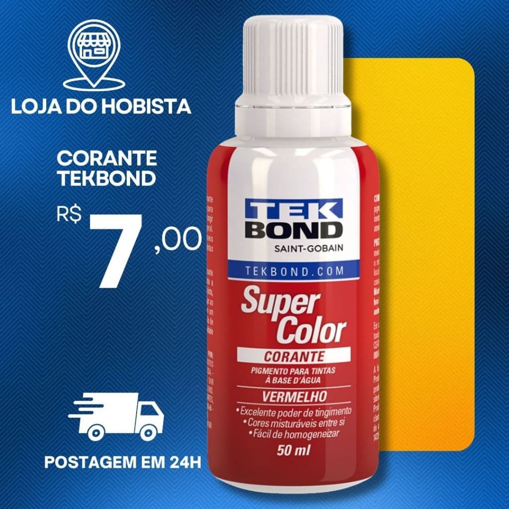 Corante Liquido Super Color 50ml Vermelho P/ Tinta Base D'água Tek Bond