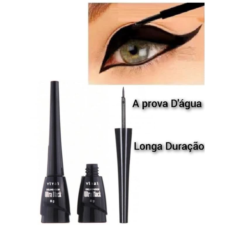 Delineador Líquido a prova D'água Super preto Longa Duração Ultra Black Vivai maquiagem olhos Fem