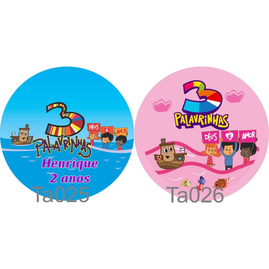 Kit 50 tags adesiva 3 Palavrinhas para tubets, latinhas, lembrancinhas entre outros
