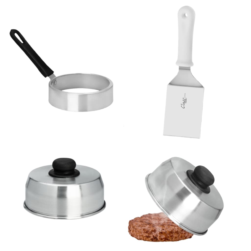 Kit P/ Chapa Lanches Espátula ,2 Abafador, Anel Ovo