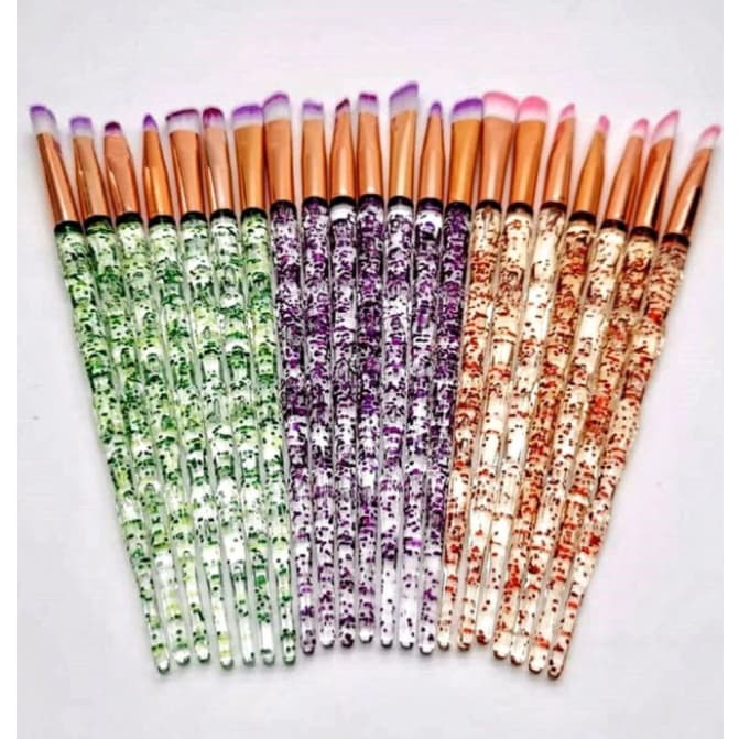 Kit 7 Pincéis De Maquiagem Com Necessarie Glitter Para olho sobrancelha
