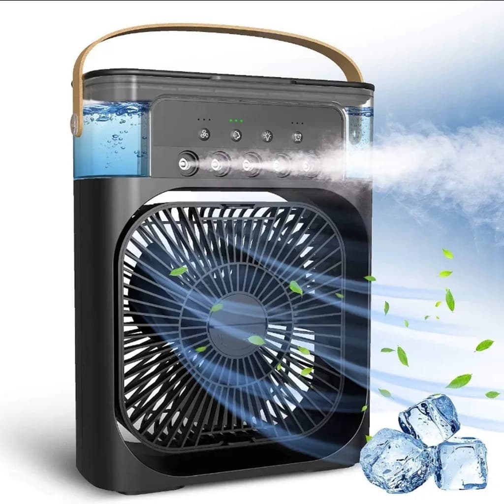 Mini Ar Condicionado Climatizador Umidificador Ventilador Portátil USB Led Quarto Sala Escritório Mesa Reservatório