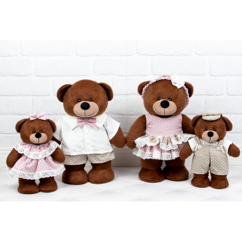 KIT FAMILIA URSOS AMORE CHÁ REVELAÇÃO 4 PEÇAS - PELUCIA MARROM