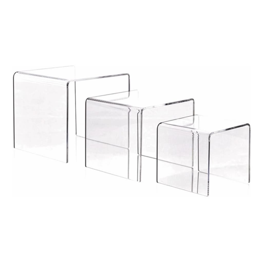 Expositor Plataforma Vitrine Loja Kit 3 Peças Ps Cor Cristal