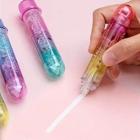 2 em 1 Corretivo e Cola em fita lindas cores em degradê