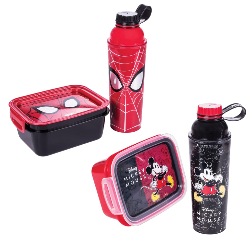 Kit Lanchinho Escolar Organização Garrafa E Pote Hermético C/ 2 Divisórias Infantil - Plasútil