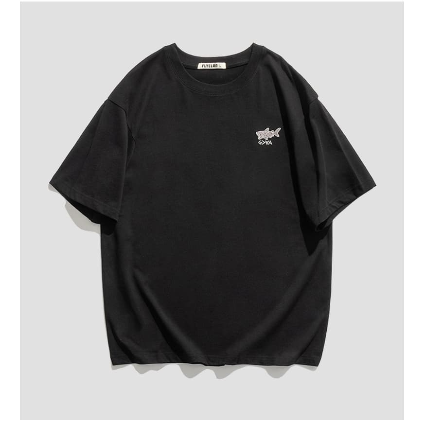 KIT 2 Camiseta bordado tubarãoUnissex Algodão oliéster Masculina 30.1 Estampada lmprimir peruano Básica Original